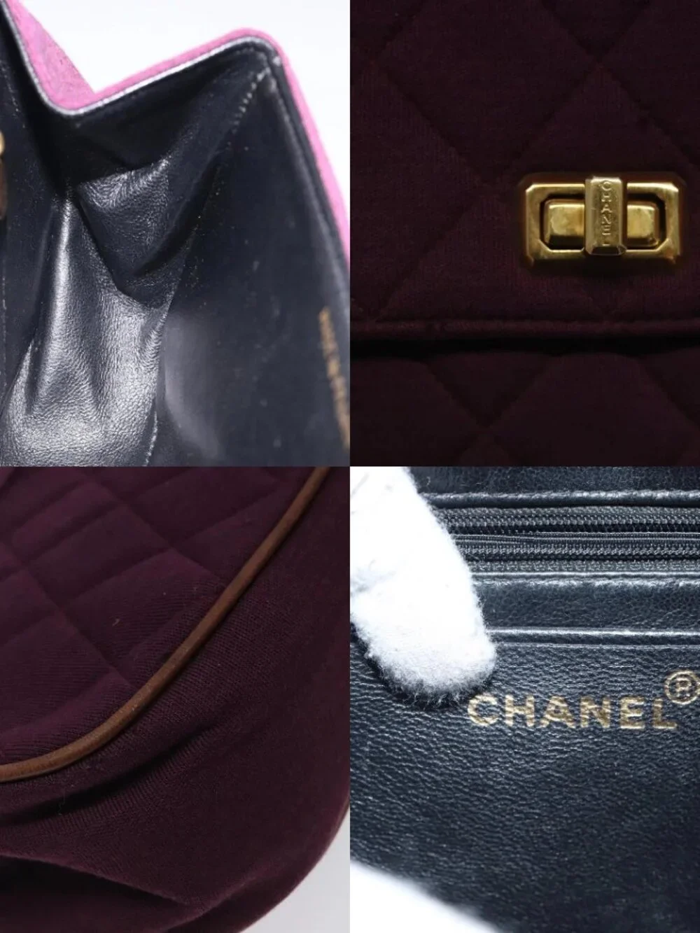 CHANEL Matelasse Hand Bag Cotton Purple CC Auth BD1572